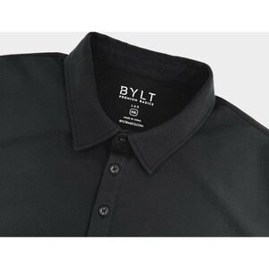BYLT Polo Shirt Men XXL Lux Black Performance Stretch Casual Minimalist